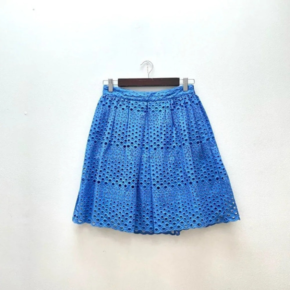 Tommy Hilfiger - Blue Full Midi Eyelet Detail Skirt - Picture 2 of 7